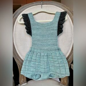 Misha and Puff Ruffle romper in Sage/graphite. 2-3 years. New without tags.